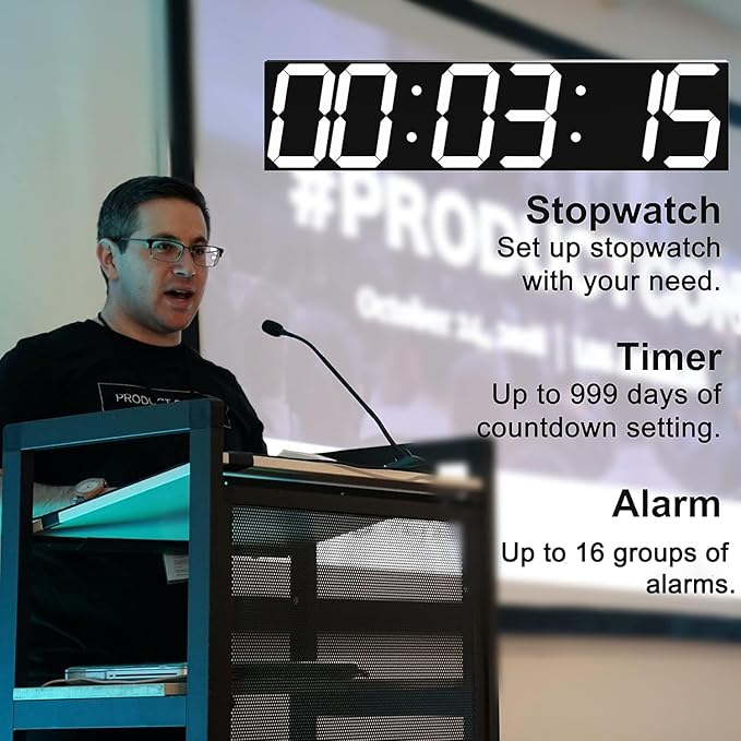 Digital Wall Clock, Oversize Led Digital Clock with Auto Dimmer, Huge Countdown Timer with Remote Control, 27" Wide Led Display, 6 Digits, Wall Mount, Date and Temperature (White)