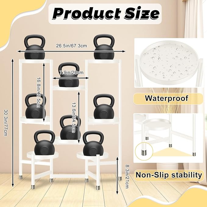 8 Tier Metal Plant Stand for Indoor Outdoor, Heavy Duty Flower Pot Stands for Multiple Plant, Anti-Rust Iron Plant Pot Shelf, Decoration Racks for Living Room Balcony Garden Patio (White)