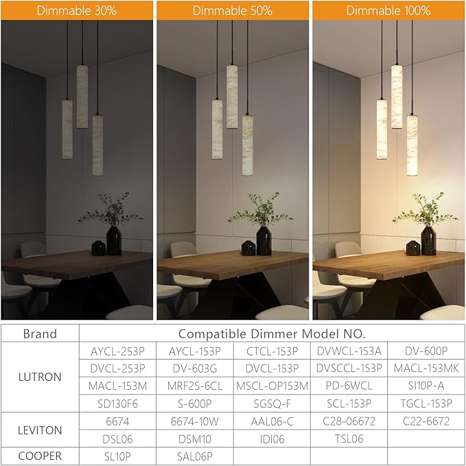 LMQNINE Natural Alabaster Pendant Lights for Kitchen Island White Marble Long Tube Chandelier Modern Black Ceiling Light Fixtures for Bedroom Dining Room Table Living Room Hallway(M-3Light)