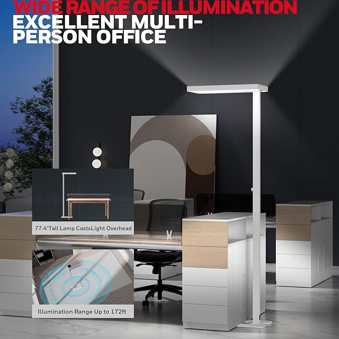 Honeywell LED Floor Lamp Modern - 02E Pro Sunturalux™ Eye Caring Standing Light, 10040LM Dimmable Reading Tall Lampara for Home Office Living Room Bedroom,100W,4000K Natural Daylight