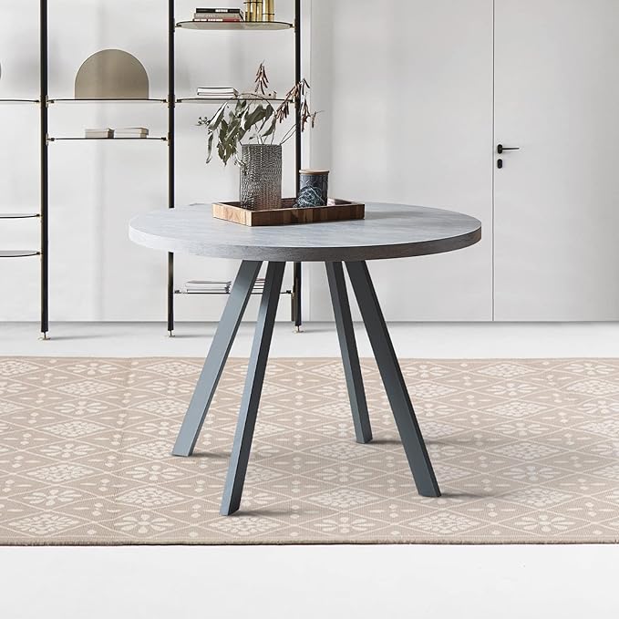 Round Dining Table, Mid Century Modern Small Round Dining Table 34.6 Inch, Leisure Coffee Table, Saving Space (Table)