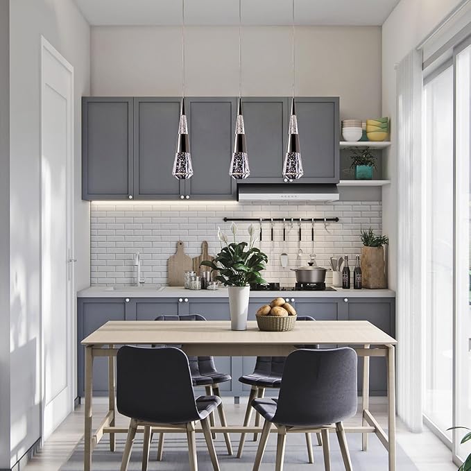 Pendant Lights Kitchen Island Black,3-Pack Led Penant Lights for Kitchen Island, Modern Led Pendant Light Fixture for Dining Room Over Table,Bathroom Pendant Light Fixtures Ceiling Hanging