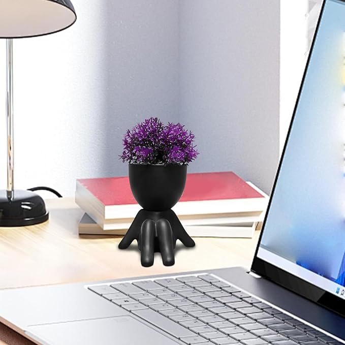 Zerzsy Fake Plants Mini Artificial Greenery Potted Plant for Home Decor Indoor Office Small Fake Plants Decor Cute Faux Succulent Desk Decoration for Office - Set of 1