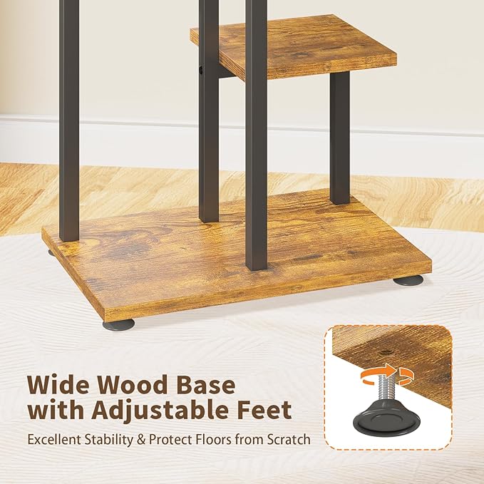 LASZOLA Black 4 Tiered Wood Plant Stand Indoor for Large Heavy Duty Planter, Sturdy Multi Level Corner Vertical Flower Rack for Narrow House, Rustic Tall Orchid Shelving Holder for Decor, Space Saving