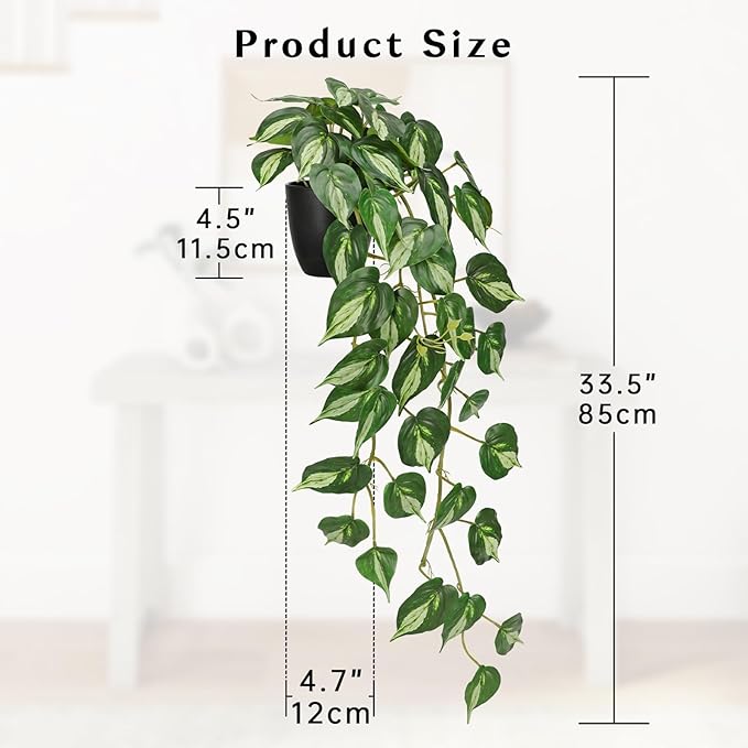 Artificial Pothos Ivy Plant with Pot Artificial Light Green Leaves Featuring for Home Shelf Decor Indoor Silk Artificial Plant Large