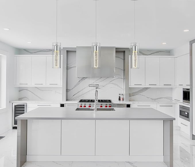 Alice 1-Light Pendant Ceiling Light Fixture, Integrated Led and Premium Bubble Glass, for Kitchen Island, Hallway, Entryway, Passway, Dining Room, Bedroom, Balcony Living Room