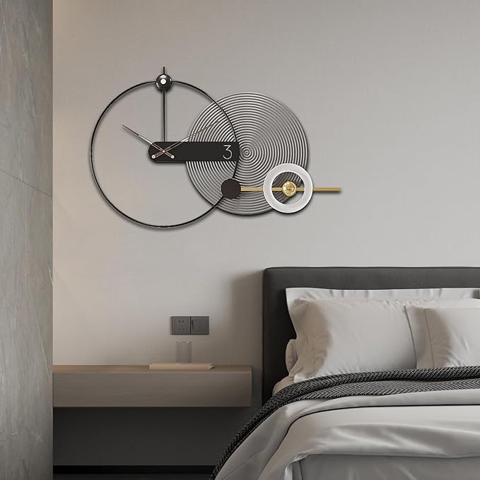 Wall Clock Large 25 Inch - Nordic Style Grey, Silent Non-Ticking Battery Operated Analog Hanging Clock for Living Room Office Bedroom Kitchen Mantel Decor