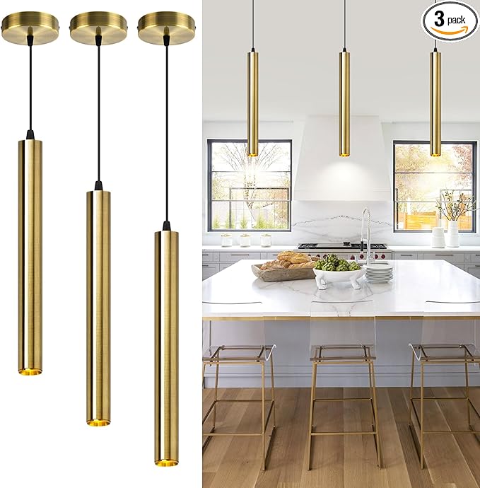OKELI Modern Pendant Lights 4000K Bronze LED Dimmable Pendant Light Fixtures Pendant Lighting for Kitchen Island,Bar,Bedroom, 15.7inch, 10W, ETL, 3Pack