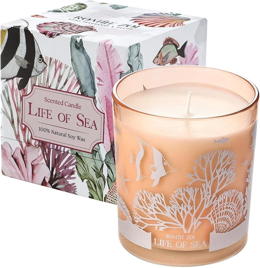 ROMIIE ZOI Scented Candle - Life of Sea- 6oz Aromatherapy Soy Wax Jar Candle for Home, Gifts for Women - 170g