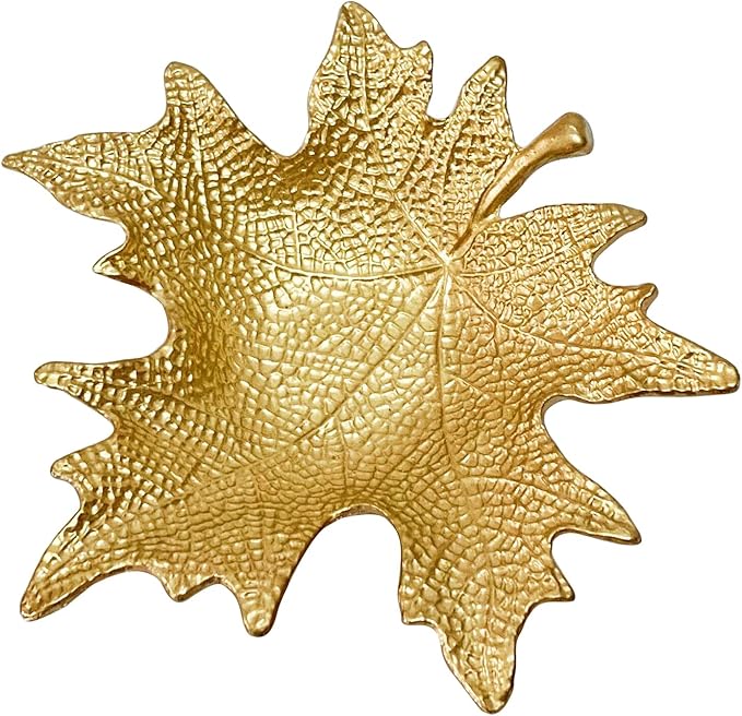 Metal Jewelry Dish, Small Leaf Shaped Ring Holder Jewelry Organizer, Trinket Dish Vanity Tray for Dresser Christmas Birthday Wedding Gifts