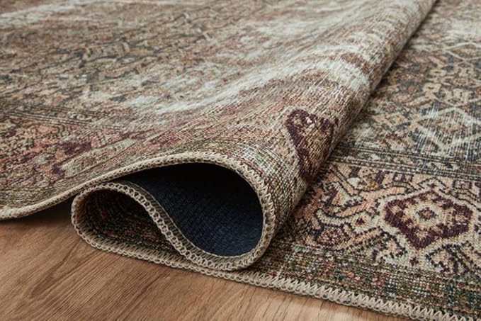 Loloi Amber Lewis Georgie Collection GER-07 Moss/Salmon 7'-6" x 9'-6", .19" Pile Height, Area Rug