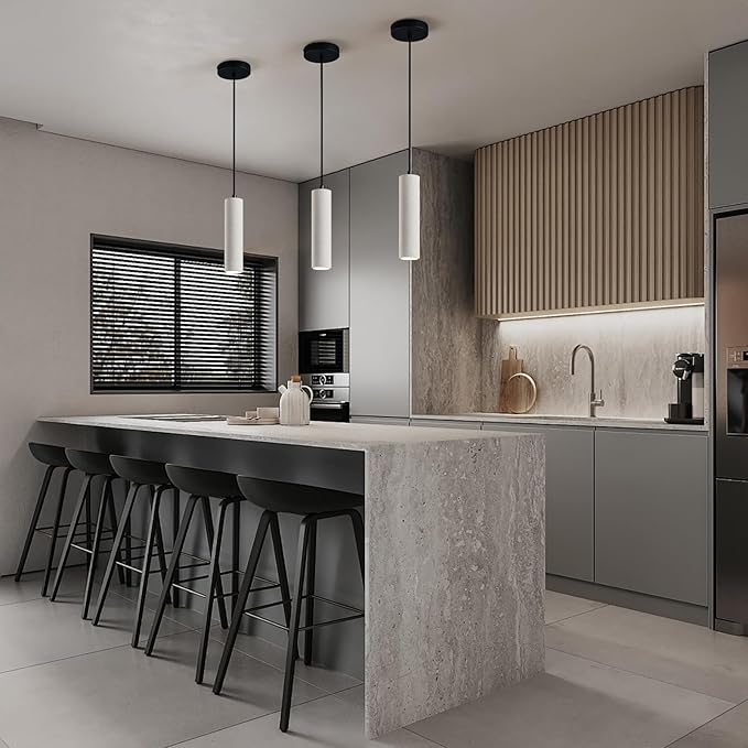 Modern LED Concrete Pendant Light Kitchen Islandceiling Light Fixture Pendant Lighting for Dining Room Coffee Club Resturant Bar Living Room(3-Pack)