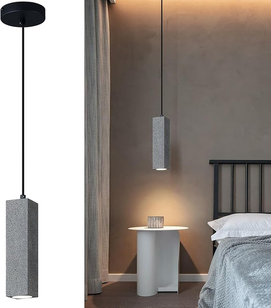 Modern Black Square LED Concrete Pendant Light Kitchen Islandceiling Light Fixture Pendant Lighting for Dining Room Coffee Club Resturant Bar Living Room(1-Pack)