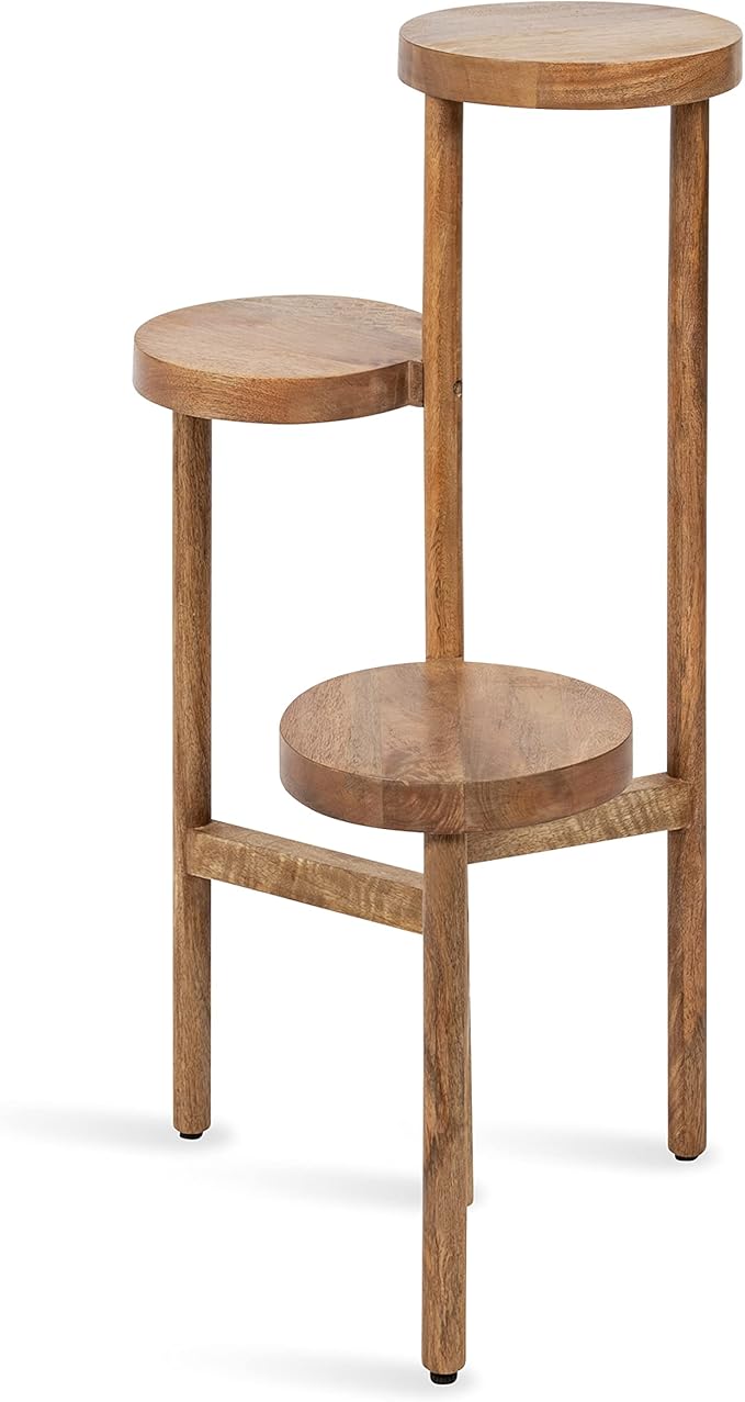 Kate and Laurel Fitley Modern 3 Tier Freestanding Plant Stand; 16 x 16 x 35; Natural Wood; Decorative Handcrafted Wood Plant Stand with Farmhouse Finish