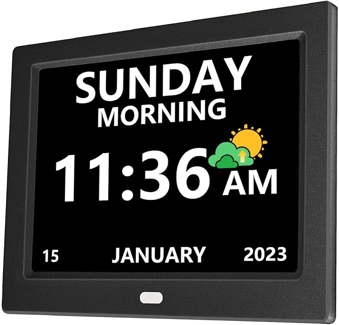 10 Inch Digital Clock with Day and Date for Elderly Alzheimer's Clock Customizable Alarms 3 Display Modes Large Font Alarm Clock for Seniors Auto DST