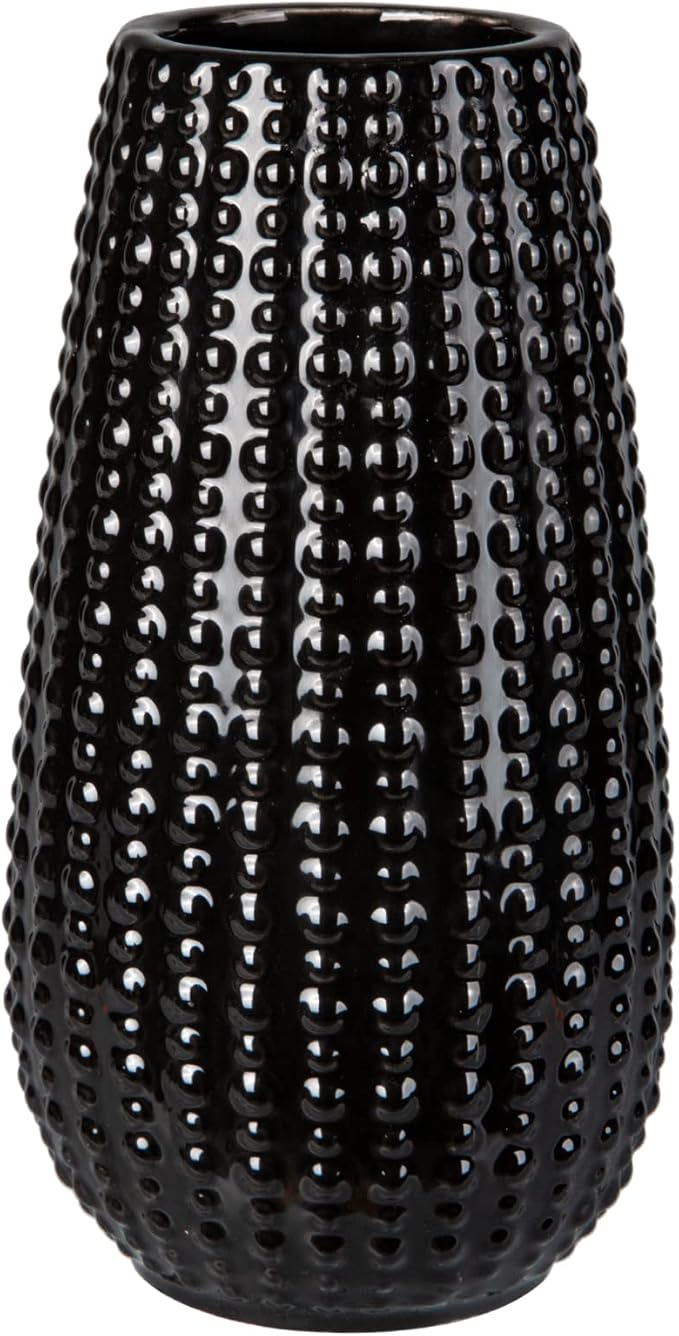 Black Ceramic Vases for Flowers, Boho Flower Vase for Home Decor, Farmhouse Distressed Decorative Vases for Pampas Grass, Mantel, Shelf, Living Room, Table Decoration