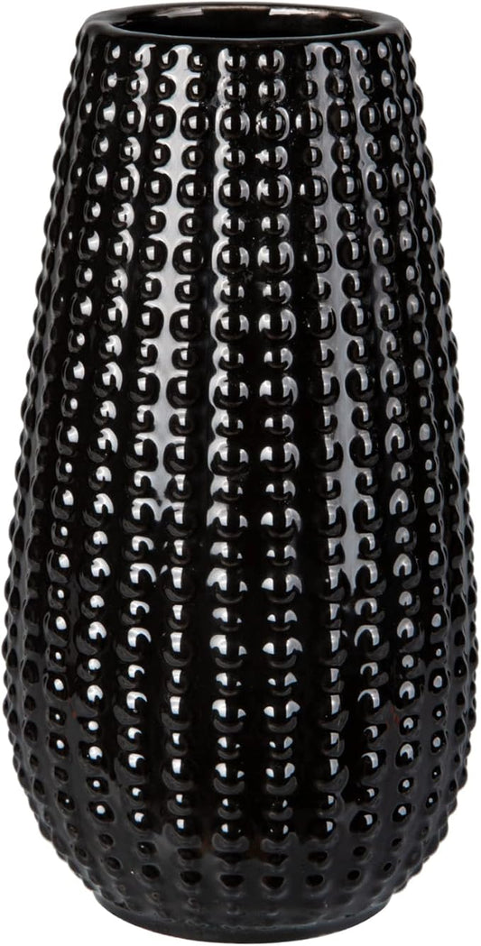 Black Ceramic Vases for Flowers, Boho Flower Vase for Home Decor, Farmhouse Distressed Decorative Vases for Pampas Grass, Mantel, Shelf, Living Room, Table Decoration