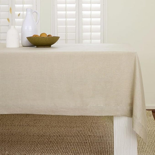 Solino Home Natural Linen Tablecloth 54 x 72 Inch - 100% Pure Linen Table Cloth for Rectangle Tables - Fete, Machine Washable Tablecloth for Fall, Autumn, Thanksgiving, Christmas, Holiday