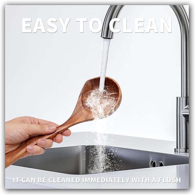 Wooden Ladle Spoon Set, 3 Size Teak Large Soup Ladel Wood Spoons for Cooking Serving Spoon Ladles Wooden Cooking Spoon Long Handle Mixing Spoon Ladle