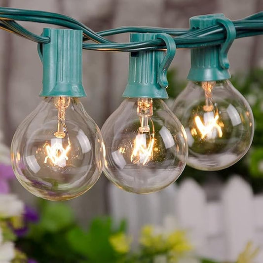 25Ft Outdoor String Lights, G40 Globe Patio Xmas String Lights with 27 5W Clear Warm White Globe Lights, Vintage Christmas Lights UL Listed for Holiday Party Backyard Christmas Wedding Garden Decor