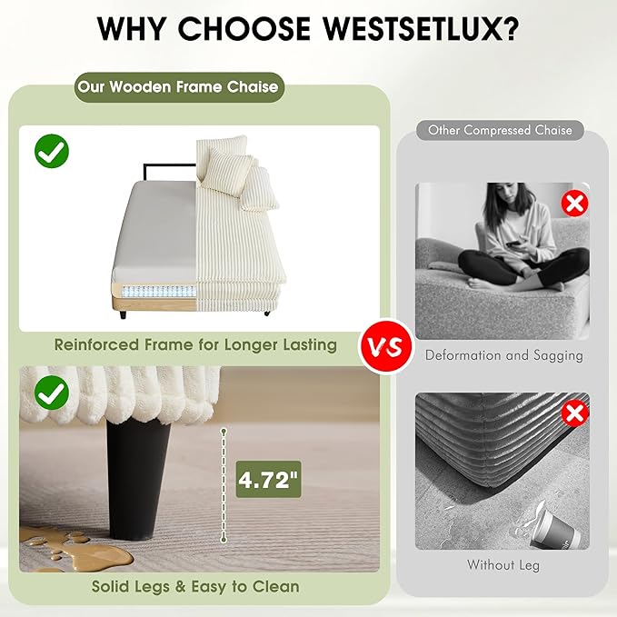 110" W Oversized Double Chaise Lounge Sofa Couch, Corduroy Sleeper Sofa Bed with Adjustable Backrest, Modern Upholstered Cloud Couch with Deep Seat & Pillows for Living Room, Beige