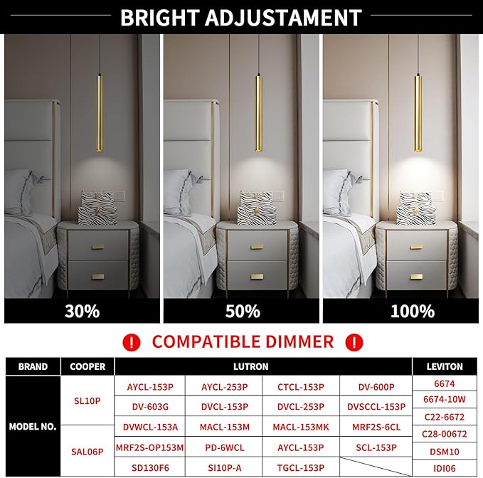 OKELI Modern Pendant Lights 4000K Bronze LED Dimmable Pendant Light Fixtures Pendant Lighting for Kitchen Island,Bar,Bedroom, 15.7inch, 10W, ETL, 3Pack