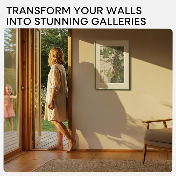 Homeforia 20x30 Frame Sage Green, High End Metal 20x30 Picture Frames with Mat 16x24 inch Photo, 20 x 30 Sage Green Poster Frame Matted to 16 by 24 Art, 30x20 Frame, Tempered Glass, Wall Kit, Set of 1