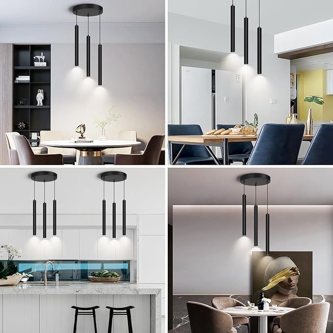 OKELI Modern Smart 3-Light Pendant Light Fixtures Round Pendant Lights Kitchen Island LED Minimalist Pendant Lighting Fixture for Kitchen,Dinning Room,Bedroom,Hallway,Bar