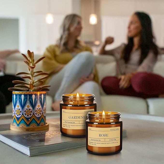 Scented Candle Set 24 Pack, Candle for Home Scented, Odor Eliminating, Stress Relief, Long Lasting Soy Wax Gift Set