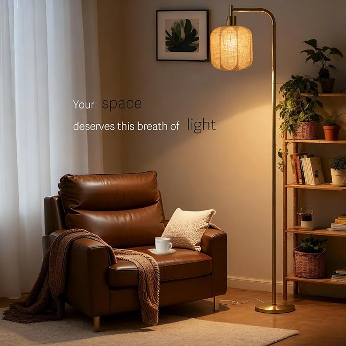 Floor Lights for Living Room,Modern Standing Lamp with Glass Lampshade Pedal Switch, Tall Lamp for Bedroom Study Room(Bulb Included) (Copper)