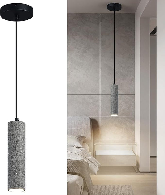 Modern Black LED Concrete Pendant Light Kitchen Islandceiling Light Fixture Pendant Lighting for Dining Room Coffee Club Resturant Bar Living Room(1-Pack)