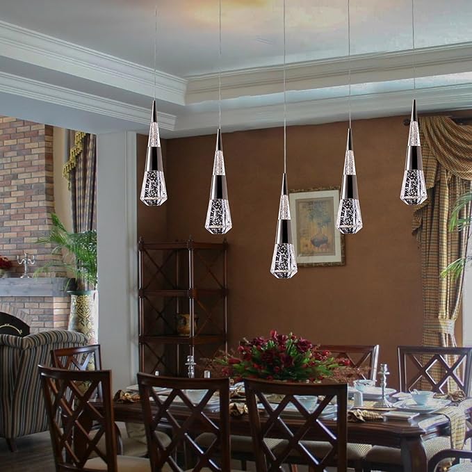 Pendant Light Fixtures,5-Light Black Pendant Lights Kitchen Island Dimmable,Modern Chandeliers for Dining Room Kitchen Island Bedroom Hallway Entryway.