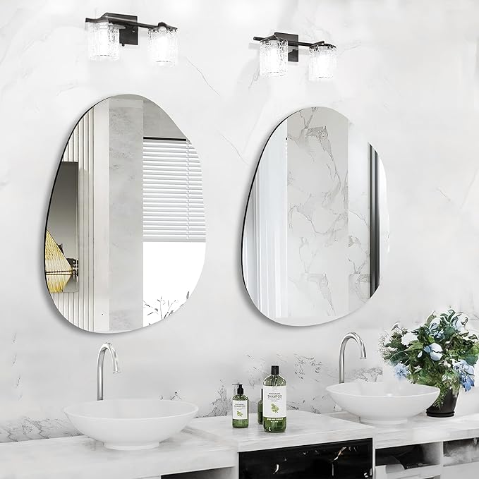 Irregular Wall Mirror 22x30 Inch, Asymmetrical Frameless Bathroom Mirrors with Tempered Glass for Living Room Bedroom,Decorative Modern Wall Decor