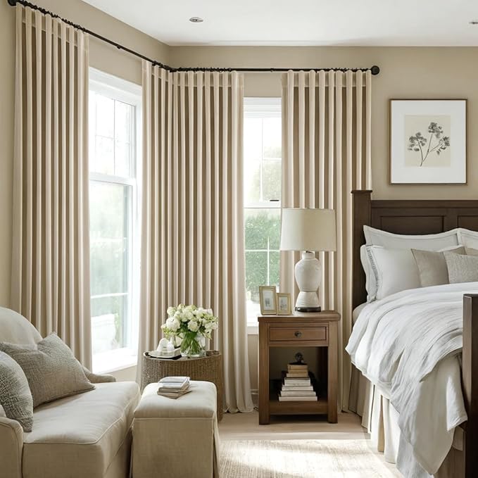 MIULEE Velvet Curtains 108 inches - Luxury Blackout Curtains for Bedroom Living Room Thermal Insulated Super Soft Window Drapes Rod Pocket & Back Tab, Beige, W52 x L108 inches, 2 Panels