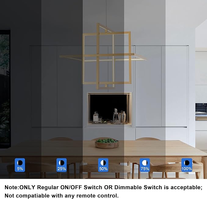 Modern LED Chandelier Led Pendant Light Square Contemporary Chandelier Hanging Light Dimmable for Living Room, Dining Room, Bedroom, Kitchen, Stydy Room 90W 3000K/4000K/6000K Optional,Gold