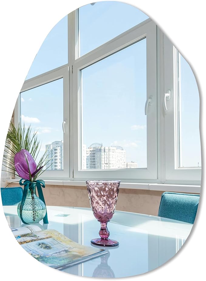 Tanmicoshomy 24x36 Inch Irregular Wall Mirrors for Bathroom, Asymmetrical Mirror with Tempered Glass for Bedroom, Living Room or Entryway Decorative Modern Wall Decor