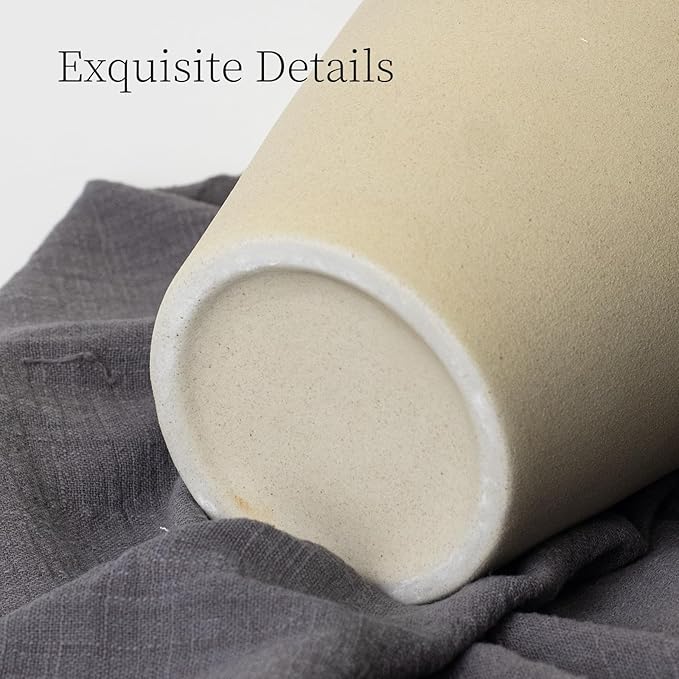 Ceramic Vase for Home Decor, 9 Inch Wide Mouth Pottery Vase, Vintage Farmhouse Vase Boho Neutral Decor, Terracotta Rustic Vase for Living Room, Entryway, Floor, Mantel Decoration（Pottery Clay）