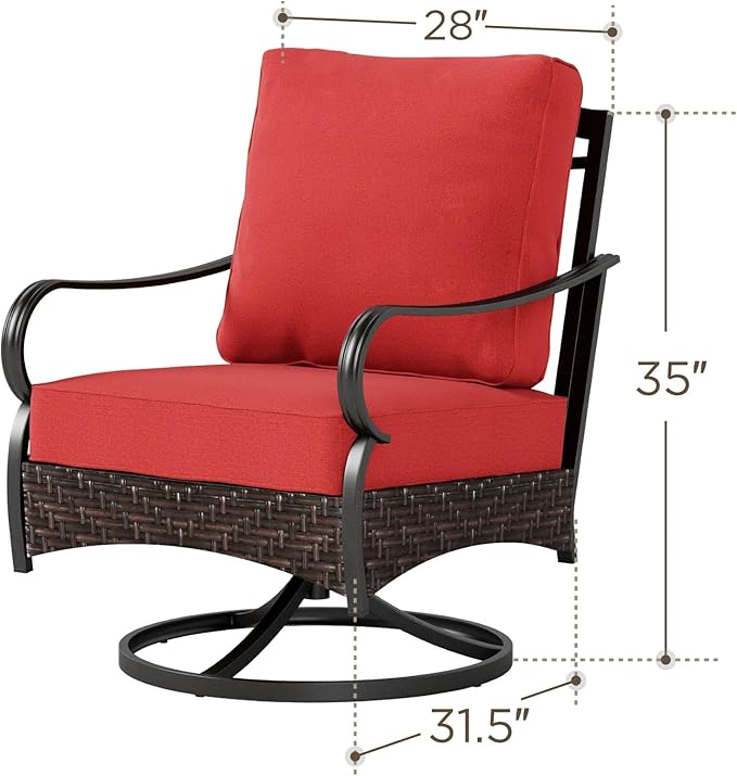 Swivel Patio Sofa Chairs - 2 PCS Outdoor Swivel Rocker Armchairs, Patio Seating with High Back Deep Seat for Porch Deck Balcony