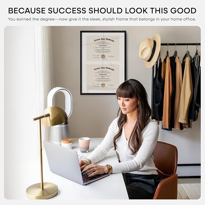 Homeforia 14x20 Double Diploma Frame, High End Oak 14 x 20 Black Wood Certificate Frames with Mat for Two 8.5x11 Diplomas, 20x14 Wooden Dual Award Graduation Frames, Tempered Glass, Wall Kit, Set of 1