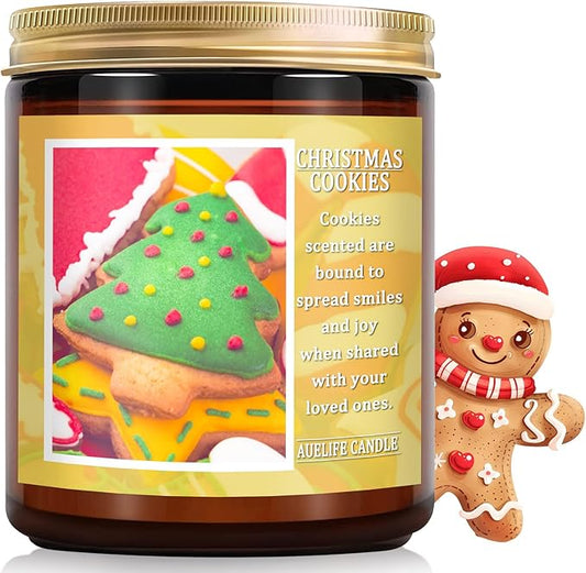 Christmas Candle | Christmas Cookies Candle Scents of Merry Cookie Dough Sugar Cookies for Santa Holiday, Christmas Scented Candles for Home - 7 oz Aromatherapy Jar Candles, Gift for Women and Men