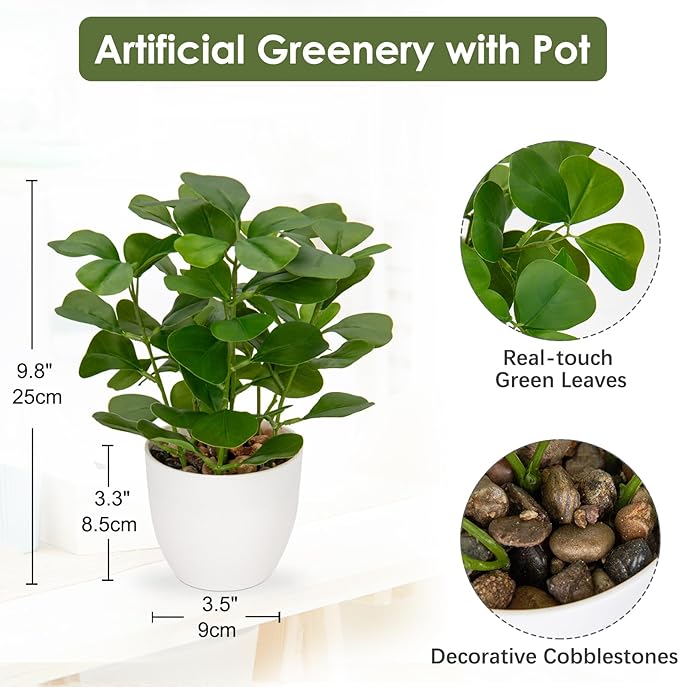 Briful Fake Plants Artificial Greenery Potted Faux Lifelike Plant for Farmhouse Home Garden Party Decoration