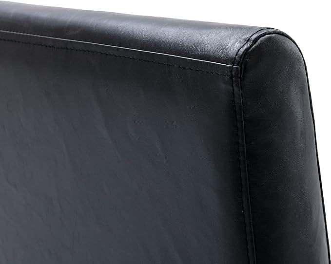 VESCASA Faux Leather Upholstered Dining Chairs with Black Metal Frame, Mid Century Modern Padded Kitchen Chair with Adjustable Foot Pads for Restaurant, Dining Room, Set of 2, Black