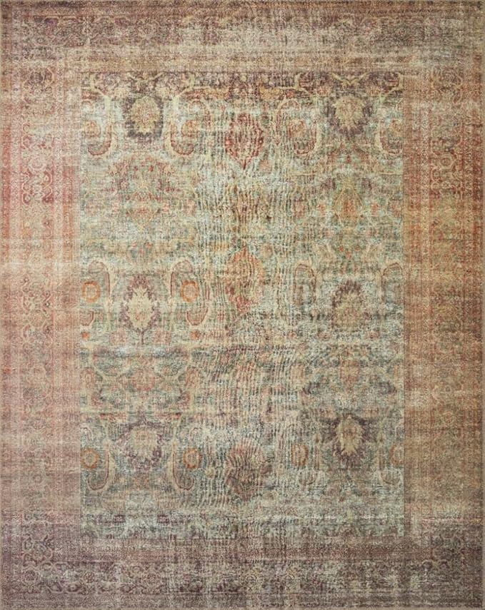 Loloi Amber Lewis Georgie Collection GER-03 Jade/Sunset 2'-6" x 9'-6", .19" Pile Height, Runner Rug