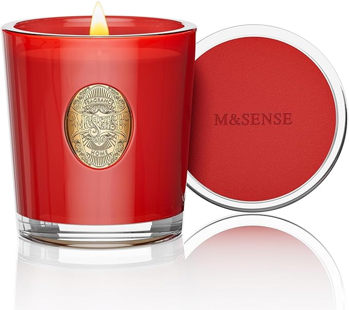 M&SENSE Natural Soy Candle| Cherry Tomatoes Red | 10.2 oz, 55H Burn | Luxury Scented Candle for Relaxation, Gifting, Home Décor | for Bedroom, Office, Party