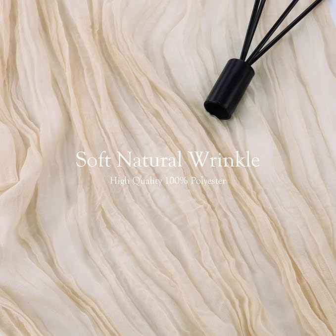 8 Pack Cheesecloth Table Runner 35x120 Inches Beige Boho Gauze Rustic Cheese Cloth Runners 10ft Long Romantic Sheer Table Runner for Wedding Bridal Baby Shower Party Christmas Table Decor