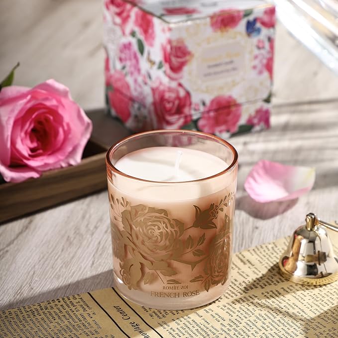 ROMIIE ZOI Scented Candle - French Rose - 6oz Aromatherapy Soy Wax Jar Candle for Home, Gifts for Women - 170g