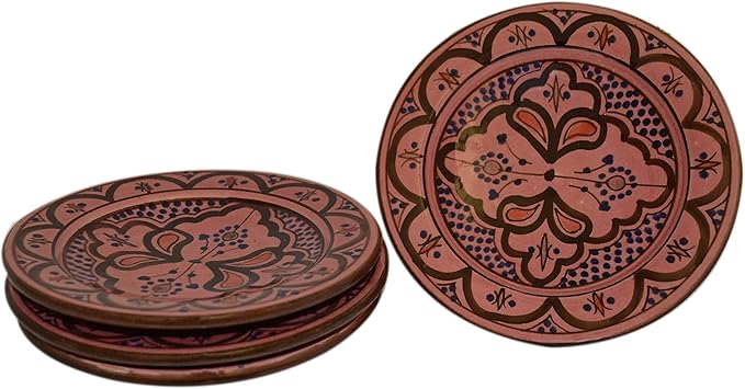 Moroccan Ceramic Plates Handmade Appetizer Tapas Serving Set of Four