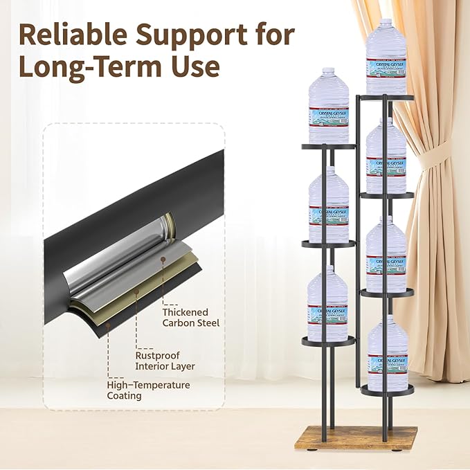 LASZOLA Black 7 Tier Plant Stand Indoor Heavy Duty Metal Planter Flower Holder Rack, Multi Modern Narrow Organizer, Floor Vertical Tower, Spiral Sturdy Decorate for House Bathroom Office Living Room