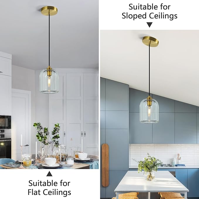 Modern Gold Pendant Lights Kitchen Island Ceiling Chandelier Indoor Crystal Hanging Light Fixtures for Dining Room Kitchen Living Room Bedroom（3Pack）