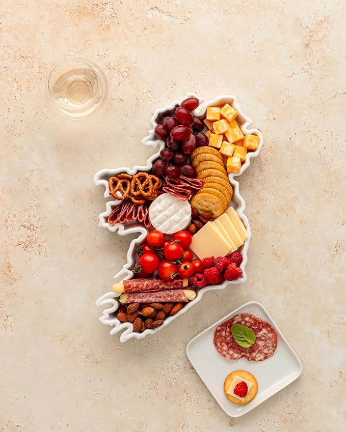 WORLD PLATES Ireland Shaped Baking Dish Serving Platter or Decorative Tray Charming Porcelain Bakeware Oven Microwave and Dishwasher Safe